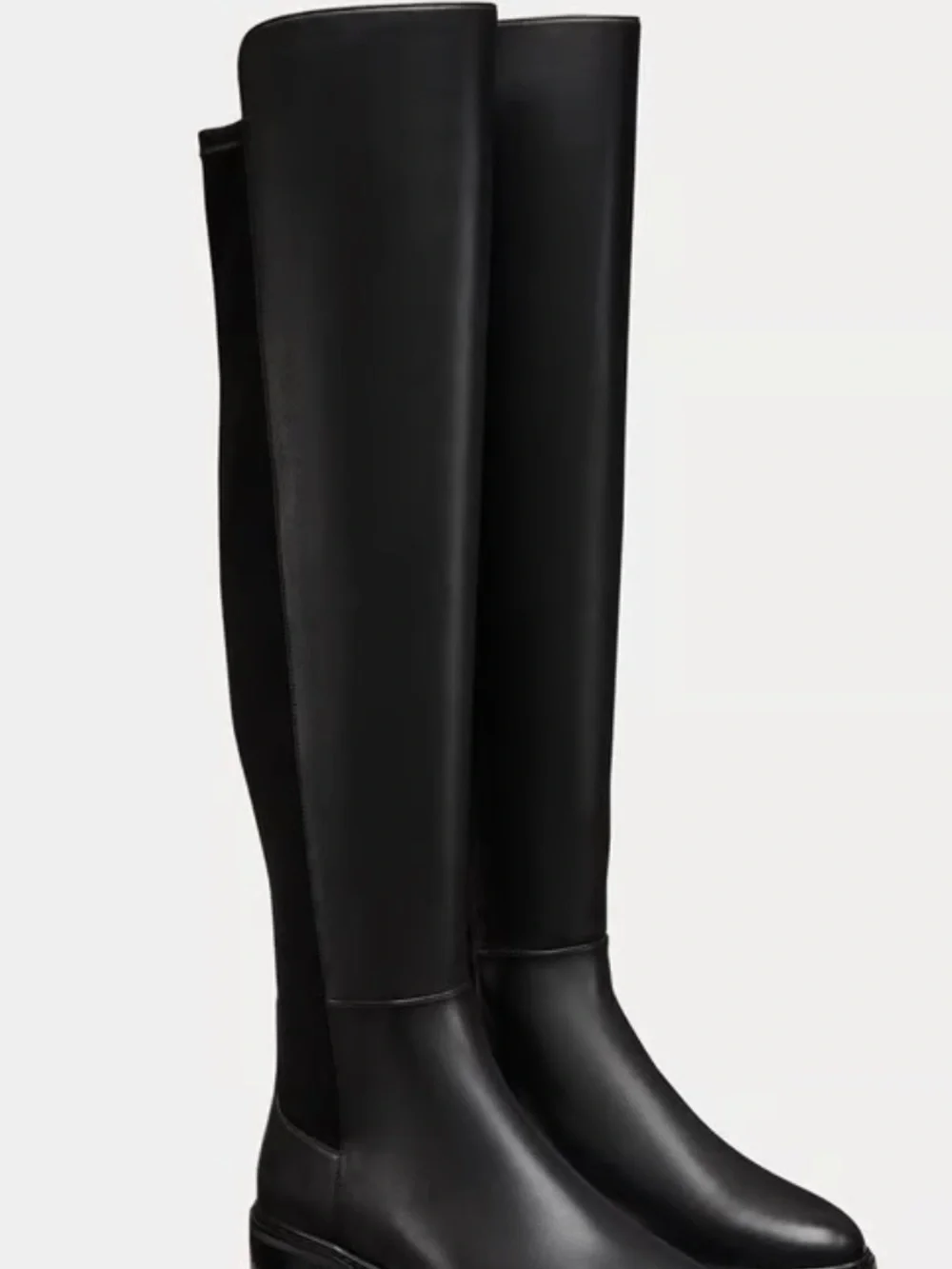Stuart Weitzman Black Leather & Stretch Over-the-Knee Boots
